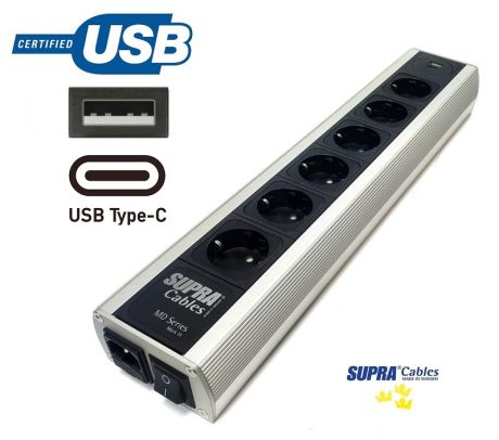 SUPRA Mains Block MD06-EU with USB A/C SWITCH